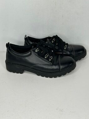 Vintage Bongo Dalton 90’s Black Chunky Oxford Shoes Silver Eyelets Y2K Emo Sz 8
